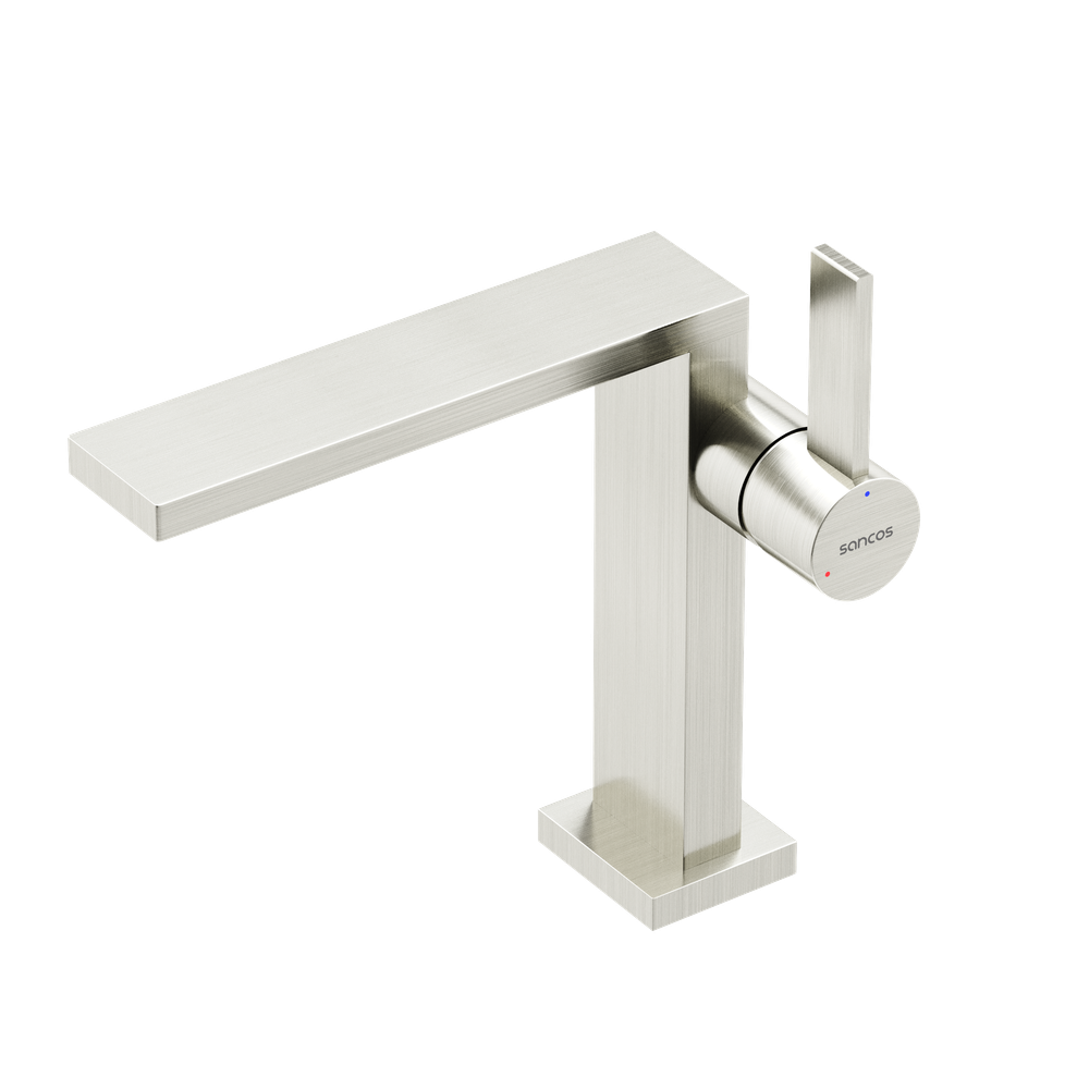 Смеситель для раковины высокий Sancos Linn, брашированный никель, PVD покрытие, SC9020BN