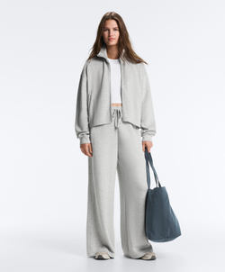 OYSHO Брюки прямого кроя из меланжевого пике, серый меланж