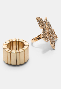 STRADIVARIUS Набор из 2 колец со стразами, золотой