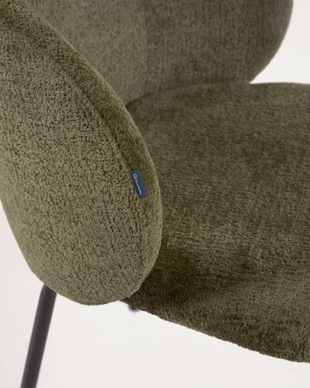 Стул Minna из зеленого бархата на стальных ножках с черной отделкой La Forma Испания 