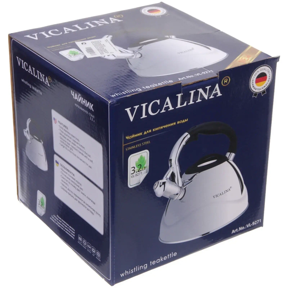 Чайник из нержавеющей стали 3,2л «Vicalina» VL-9271, глянцевый