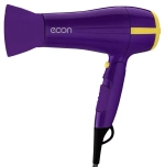 Фен для волос ECON 2200, фиолетовый, желтый