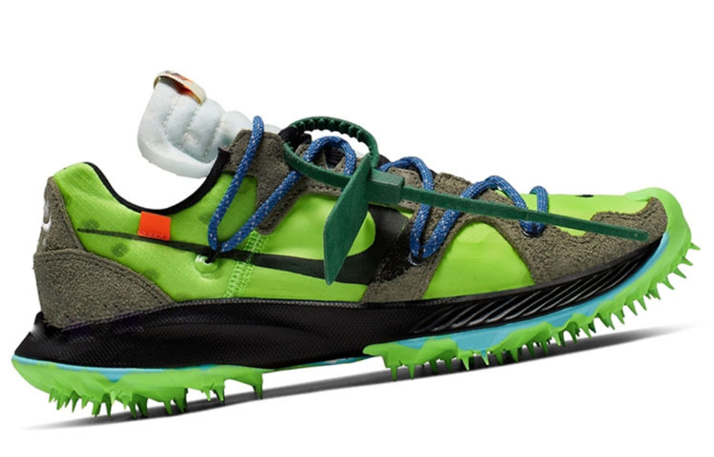 OFF-WHITE x Nike Air Zoom Terra Kiger 5 spikes trend cushioning professional shock absorption breathable low-top cross-country running shoes women's gray green