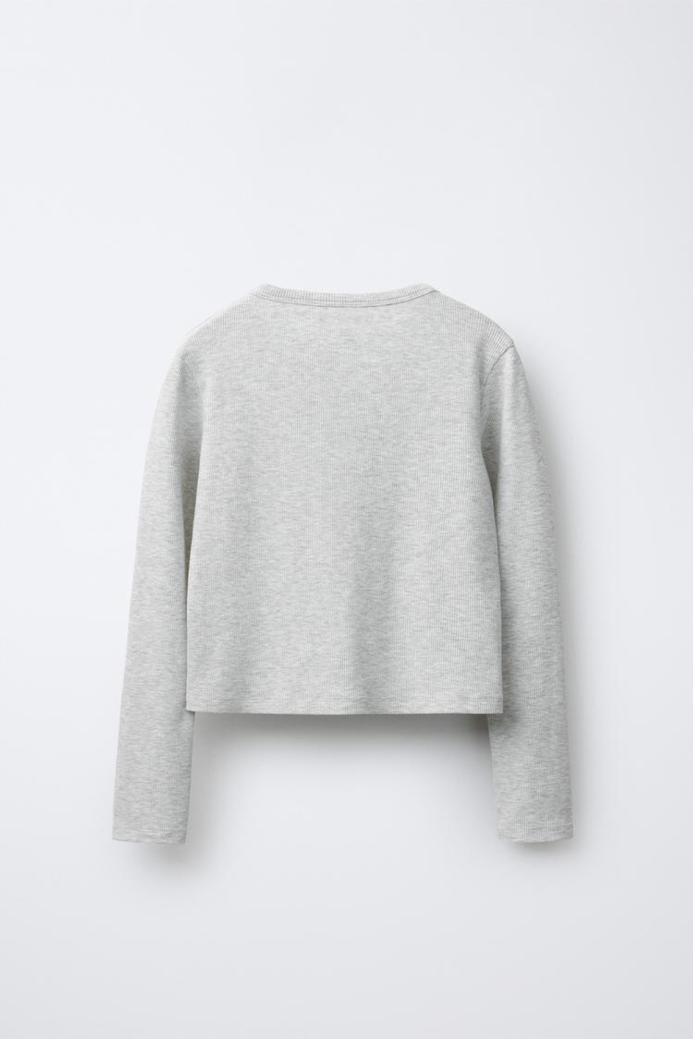 ZARA ФУТБОЛКА В РУБЧИК С ПРИНТОМ, СЕРЫЙ МЕЛАНЖ