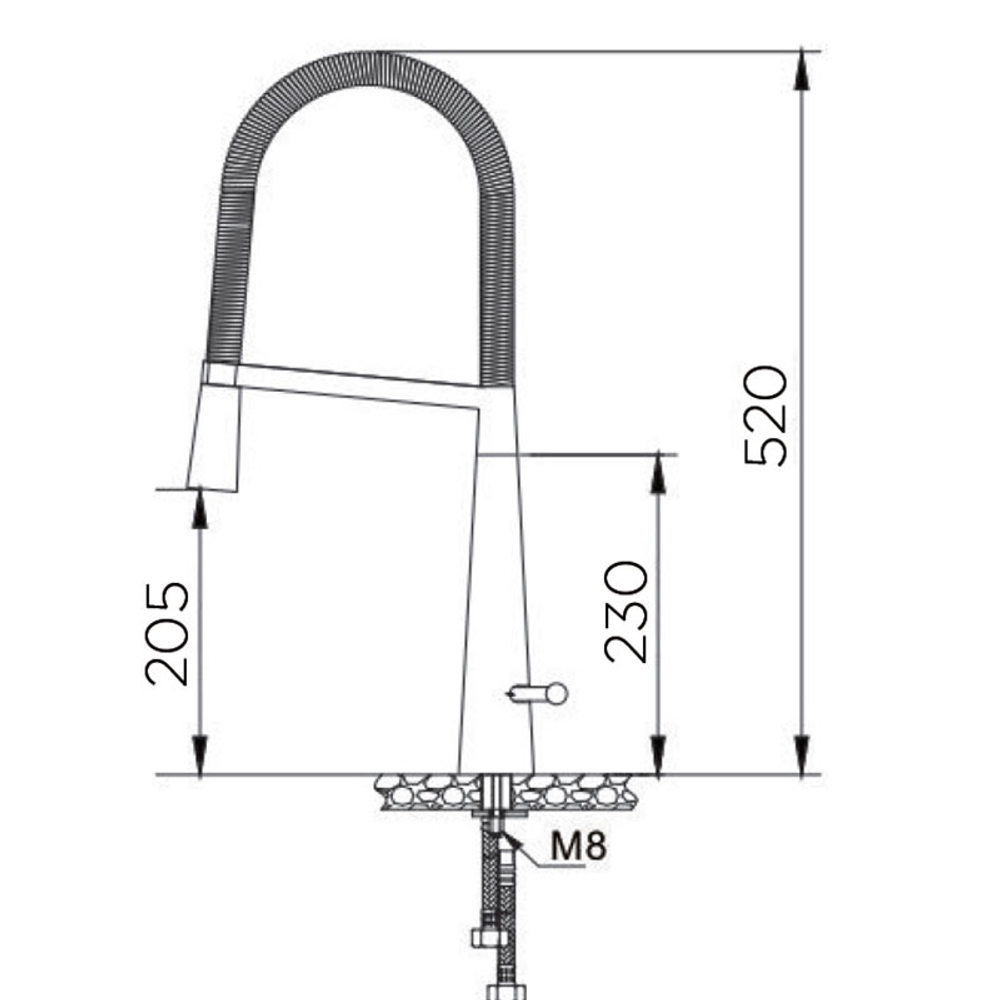Кухонный смеситель, 210x520 мм