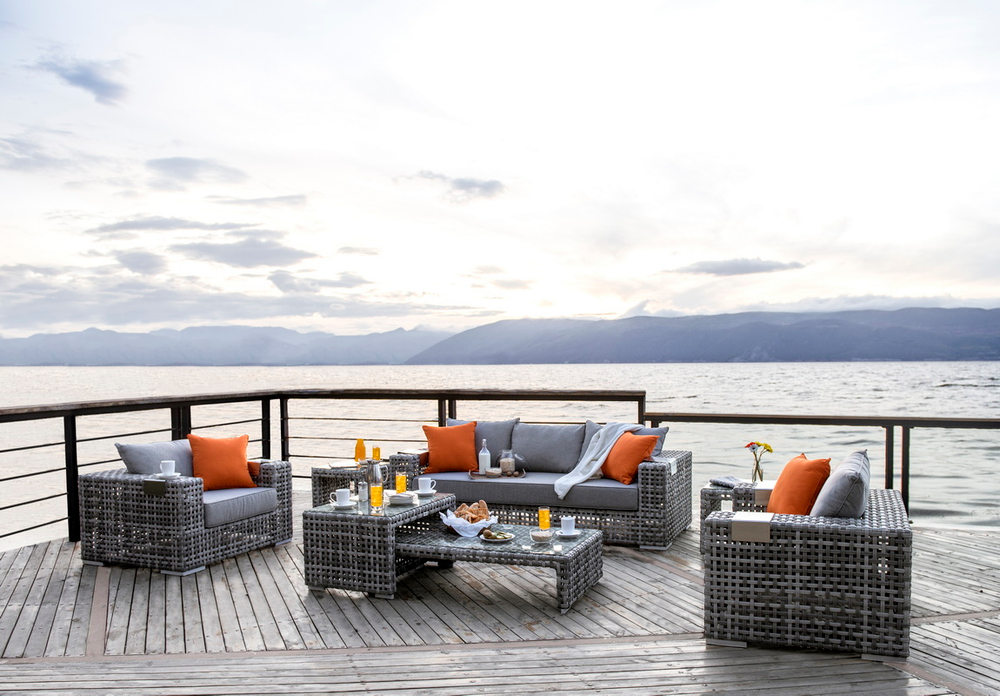 "Тито" лаунж-зона из искусственного ротанга, цвет серый