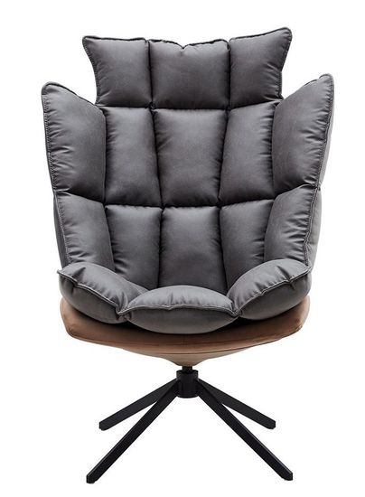 Кресло Husk серое с коричневым метал.ножки