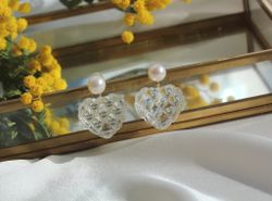 Серьги Plastics crystal with pearl