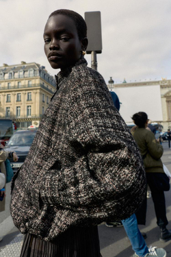 ZARA БОМБЕР С МЕТАЛЛИЗИРОВАННОЙ НИТЬЮ, ЧЕРНЫЙ/ЭКРЮ