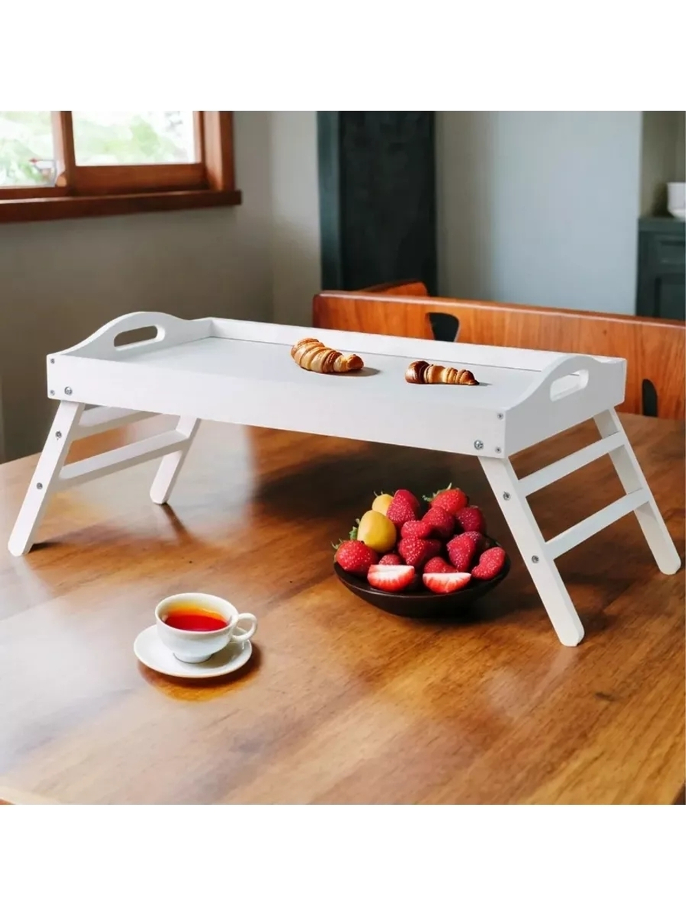 Столик поднос для завтрака деревянный на ножках, разборный