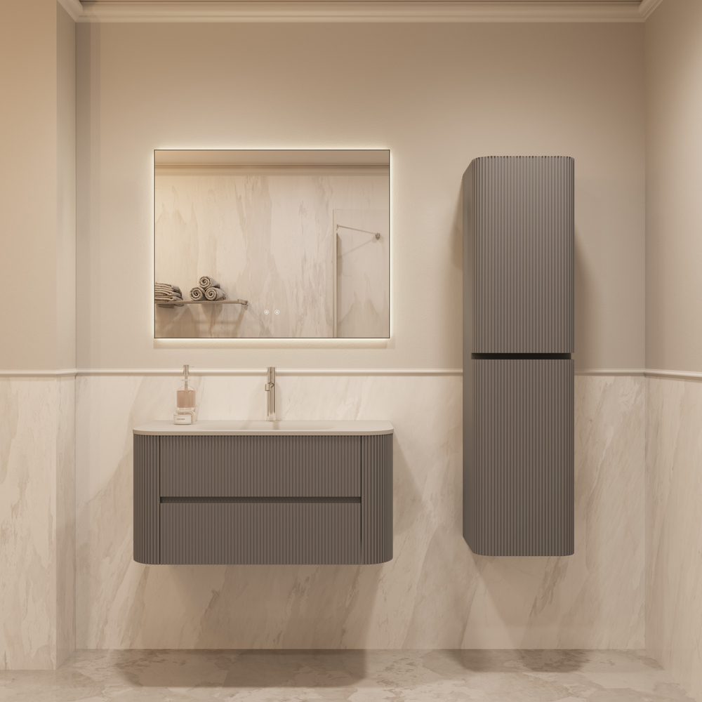 Тумба под раковину Vincea Alto 1000 подвесная, 2 выкатных ящика soft close, светло-серый матовый