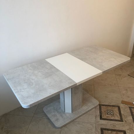 Стол прямоугольный STORK Белый бетон/ Белый 120 (+40) x 75