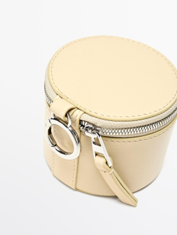 Massimo Dutti Мини-сумка круглая из кожи наппа, ванильный