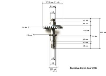 Ведущая шестерня Tsurinoya Brown Bear 3000
