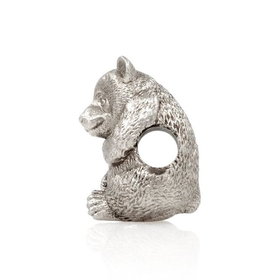 Шарм Панда из мельхиора, бусина, вид боком 1