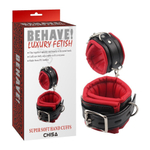 Черно-красные кожаные наручники Super Soft Hand Cuffs (Цвет: черный с красным)