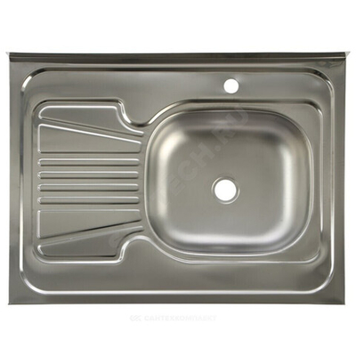 Мойка правосторонняя накладная 800х600х130мм сталь нержавеющая AISI 430 без сифона выпуск 1 1/2" TRIO 80х60