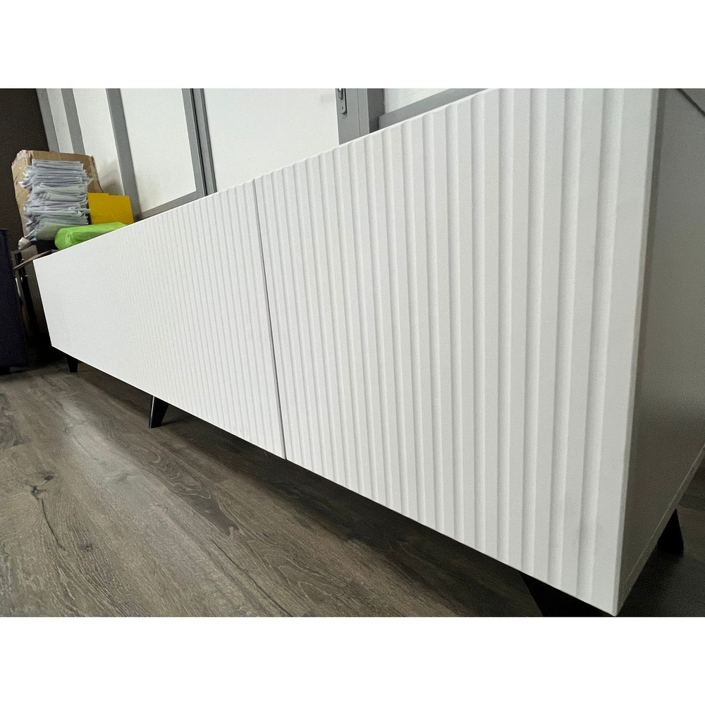 Тумба под телевизор подвесная Белый снег Софт, Паола, 213х35х35,8 см