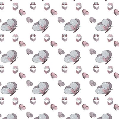 seamless pattern flowers and butterflies