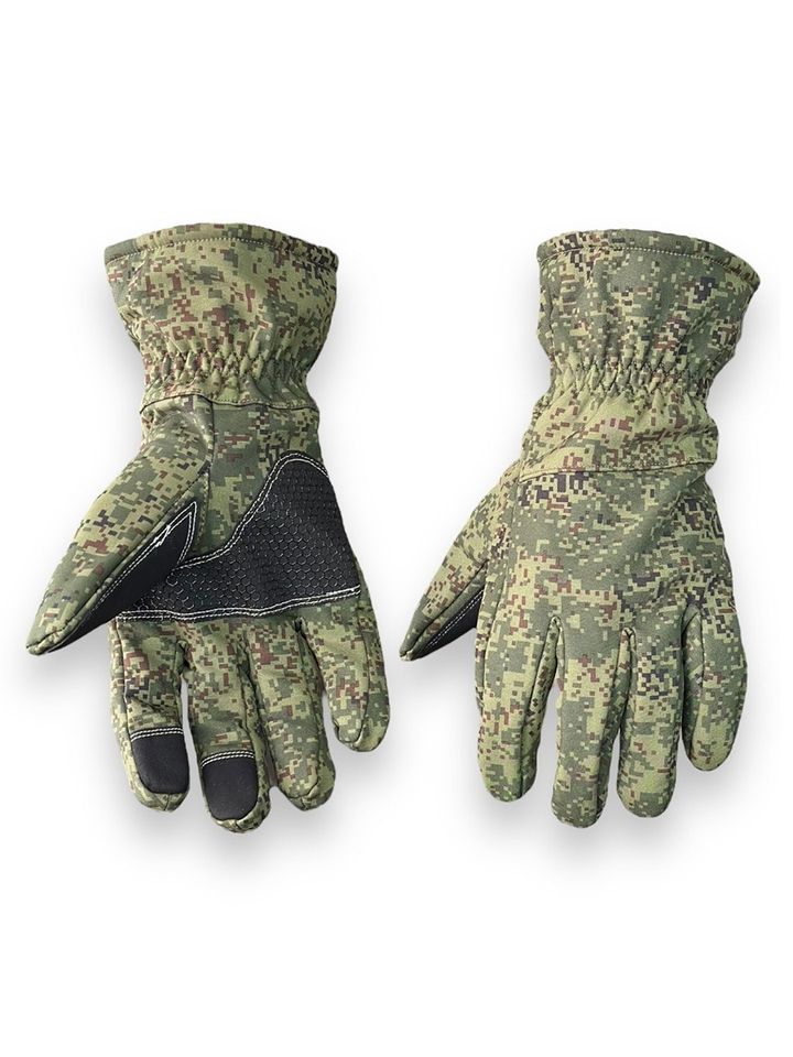 Перчатки утеплённые зимние Soft Shell (зеленая цифра)