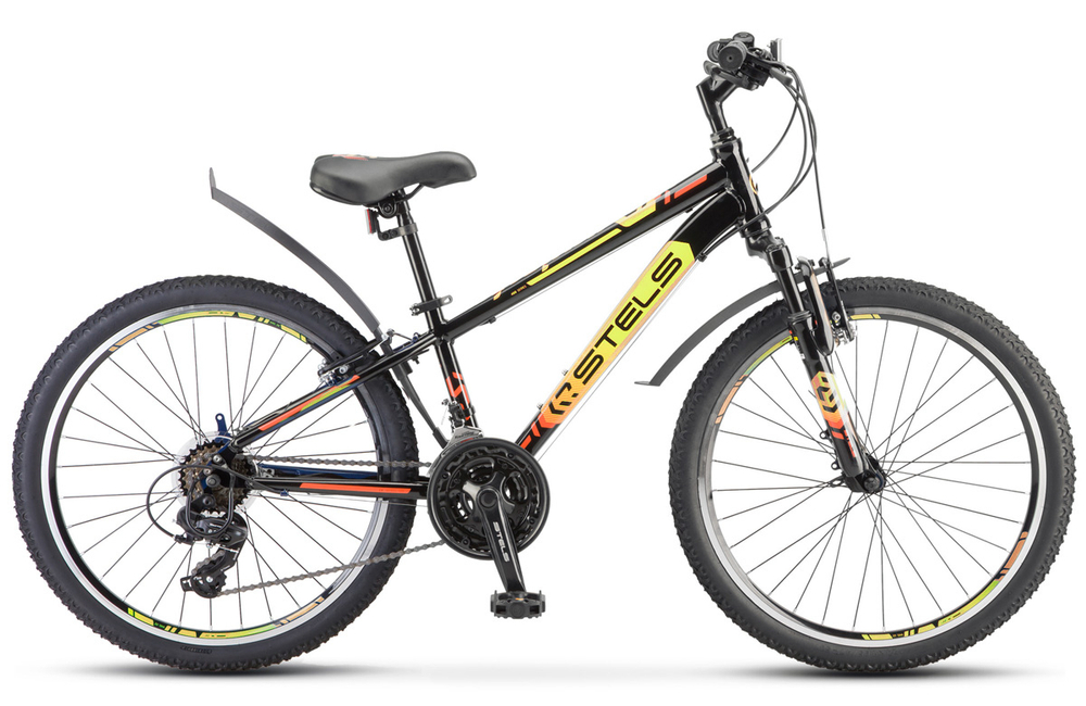 Велосипед Stels Navigator 400 V 24" рама 12, цвет Черный/Салатовый/Красный