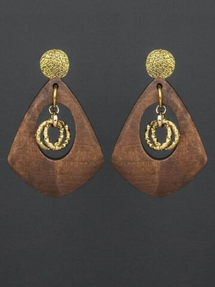HMG 1350 Wood Rhomb Brown Серьги арт.0950