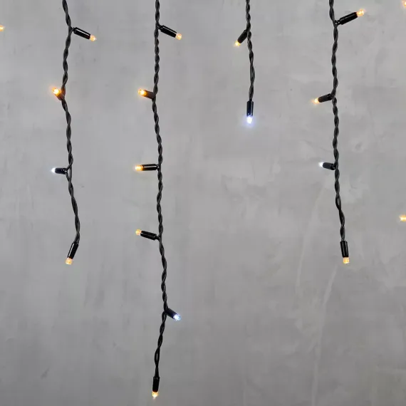 Светодиодная бахрома с колпачком 3,2*0,9 м., 168 экстра теплых белых LED ламп, мерцание, каучуковый черный провод, LTC (LL168BLW-1-2EWW)