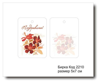 Бирка код 2210 размер 5х7 см "Поздравляю" - 5 шт