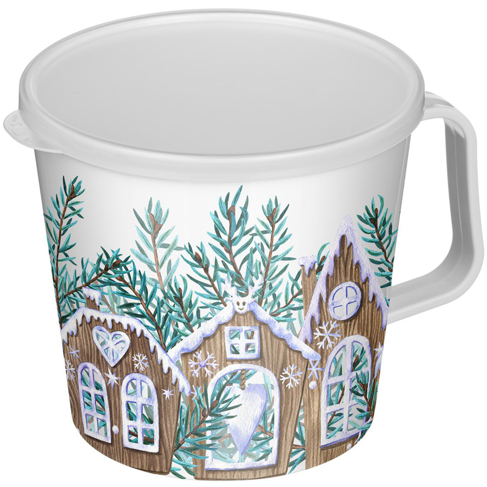 Контейнер-кружка «IZI-GO» 750мл с крышкой с декором (белый)