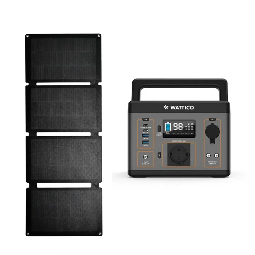 Портативная электростанция Wattico 300 LIGHT, с солнечной панелью 60 Вт
