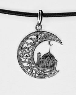 Silver Moon Подвеска мусульманская серебряная родированная, диаметр 25 мм