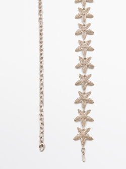 Massimo Dutti Ремень-цепочка со стразами «Звезды», серебряный