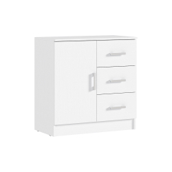 Комод с 3-мя ящиками и дверью Бася, Белый