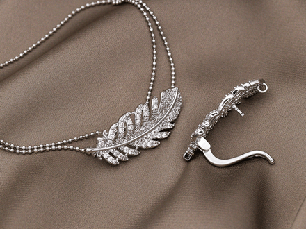 Застежка "Перо" 31,5мм, со стразами