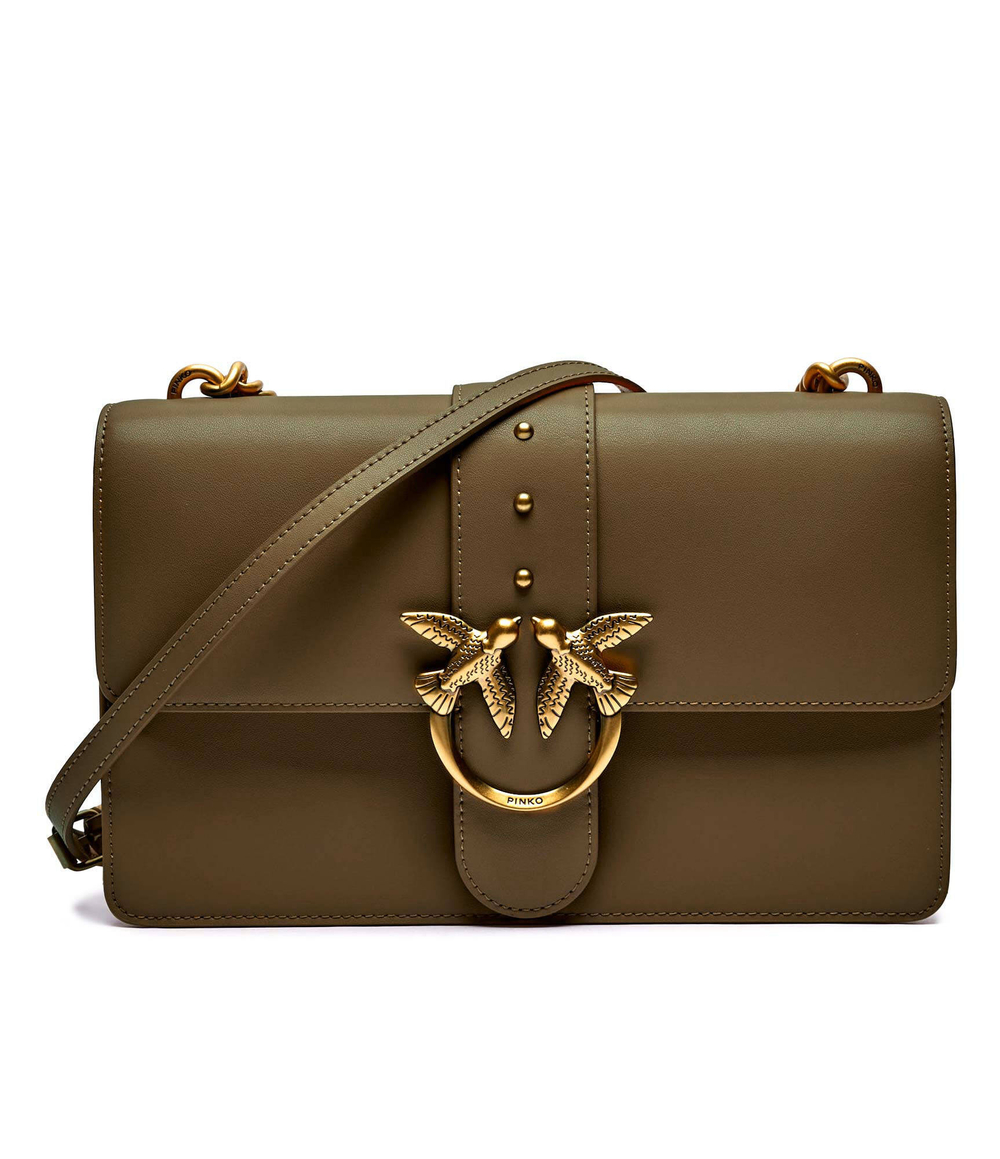 Кожаная сумка-мессенджер love one classic Pinko - оливковый(100053 A0F1)