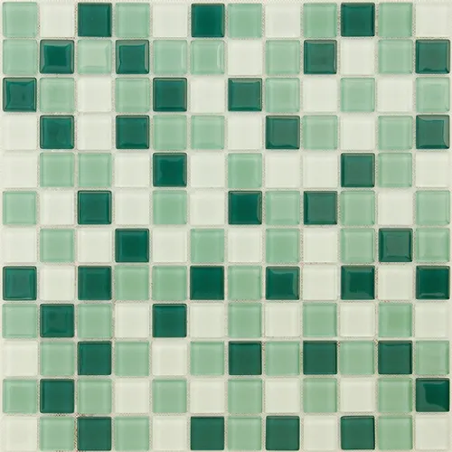 Мозаика стеклянная Peppermint 23x23x4 (ПУ) Acquarelle зеленый белый