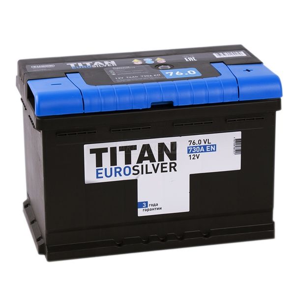 Аккумулятор автомобильный TITAN EUROSILVER 76R  700 А обр. пол. 76 Ач (4607008881417)