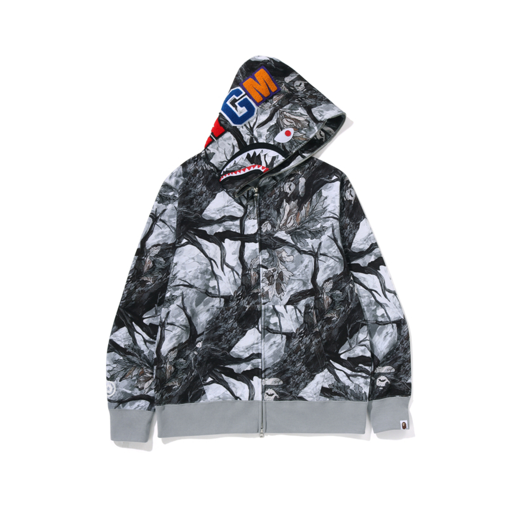 A Bathing Ape Bathing Ape Tree Edge Camo Shark Zip Up Худи белый