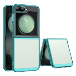 Двухкомпонентный чехол для Samsung Galaxy Flip 6 5G, мягкий отклик кнопок, усиленные рамки бирюзового цвета