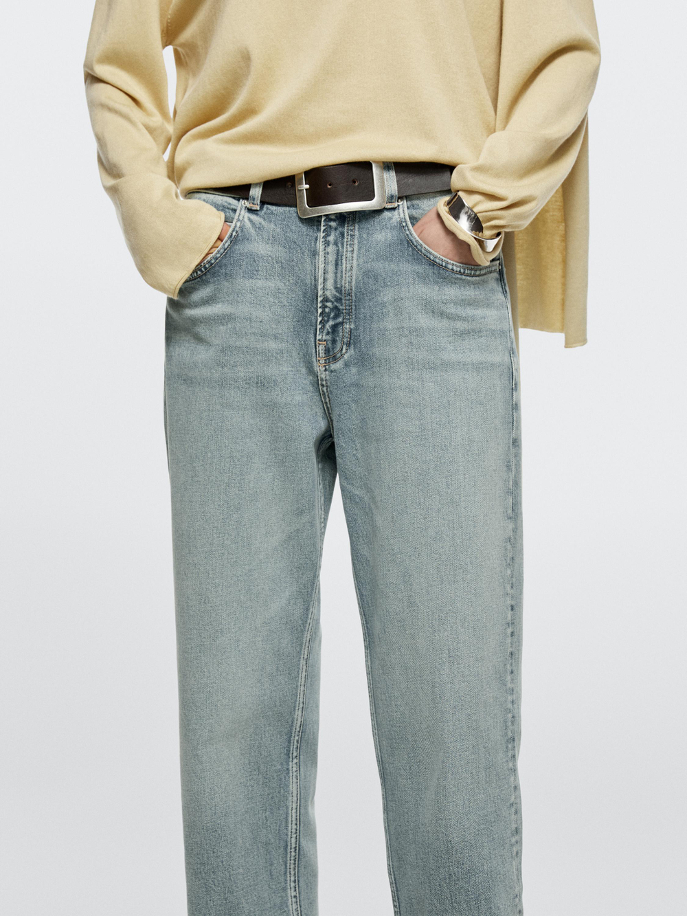 Massimo Dutti Джинсы прямого кроя со средней посадкой, светло-голубой