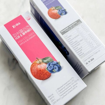 K-MISO Пищевой коллаген со вкусом яблока и голубики  Коробка (10 стиков-желе х 20 г