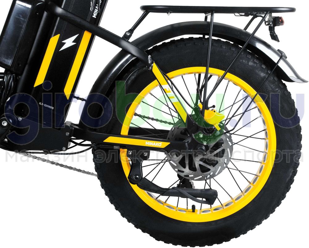 Электровелосипед Minako F11 Pro Dual 48V/20Ah (полный привод) 2025 года - Желтый обод фото №6