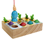 Развивающая игрушка деревянная Обьемная рыбалка урожай + червяки, коробка C-41679