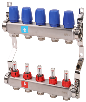 Коллекторная группа для теплого пола MVI MS.509.06 - 9 выходов
