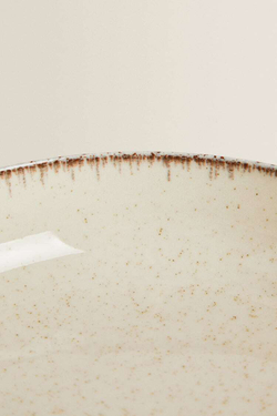 ZARA HOME ФАРФОРОВАЯ СУПОВАЯ ТАРЕЛКА С ОБОДКОМ ПОД СТАРИНУ, СВЕТЛО-БЕЖЕВЫЙ