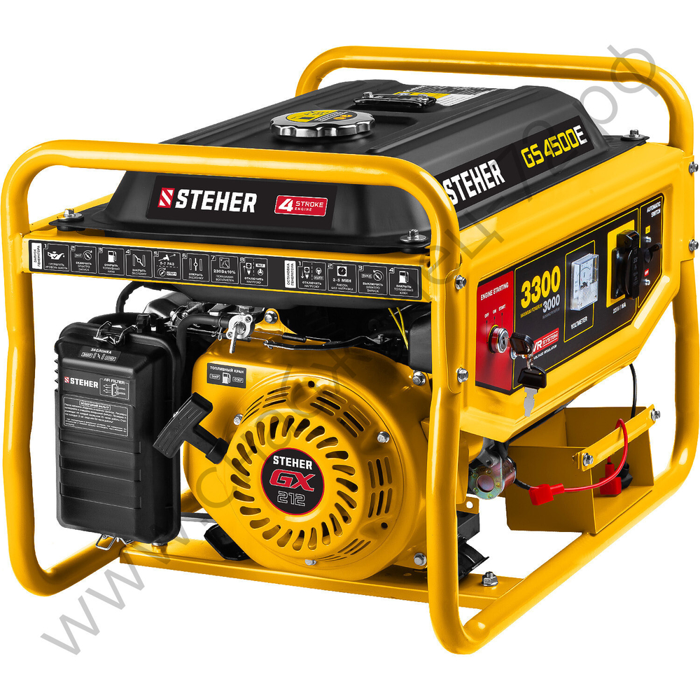 STEHER 3300 Вт, бензиновый генератор с электростартером (GS-4500E)