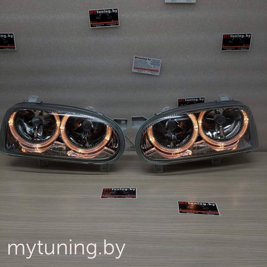 Передние фары angel eyes chrome для Volkswagen Golf 3