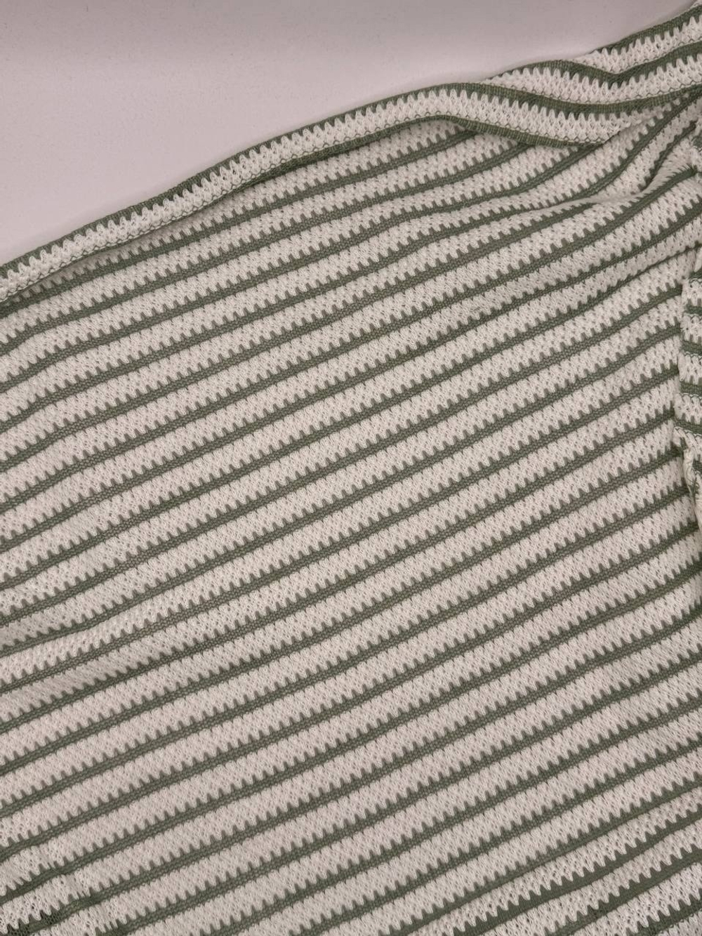 Вязанный трикотаж зеленая полоса