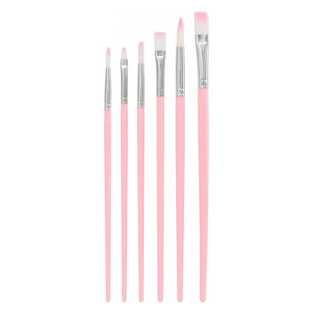 Кисть для рисования Basir художественная, нейлон, круглые и плоские, № 2,4,6,8,10,12, набор из 6 шт