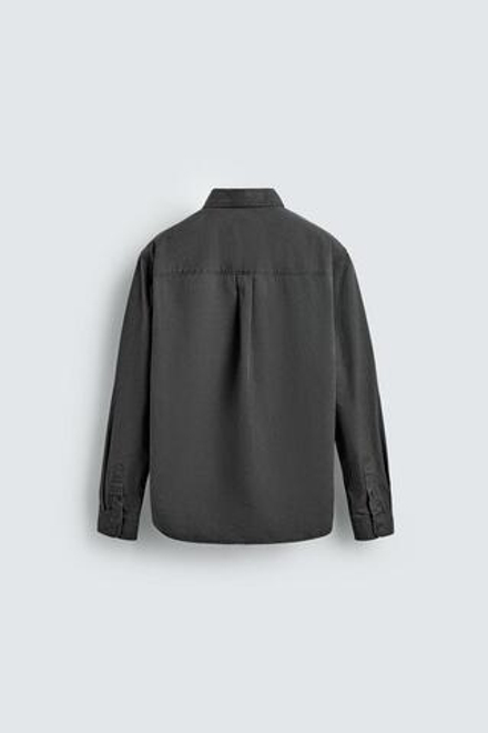 ZARA РУБАШКА ИЗ ТВИЛА, АНТРАЦИТОВО-СЕРЫЙ